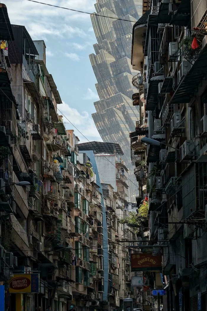 A Street In Macao. The Towering Building In The Back Is The Grand Lisboa Hotel Casino. (2018)