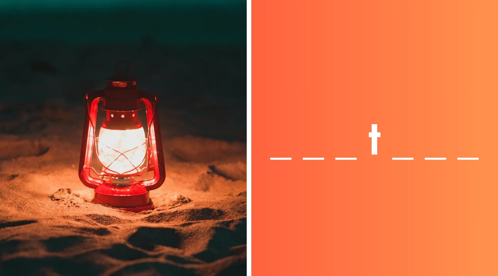 Red lantern glowing on sand at night, paired with a word puzzle hinting the common name for this item.