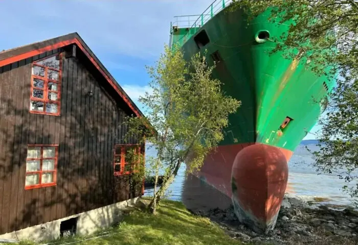 Container Ship Almost Crashed Into A House In Norway