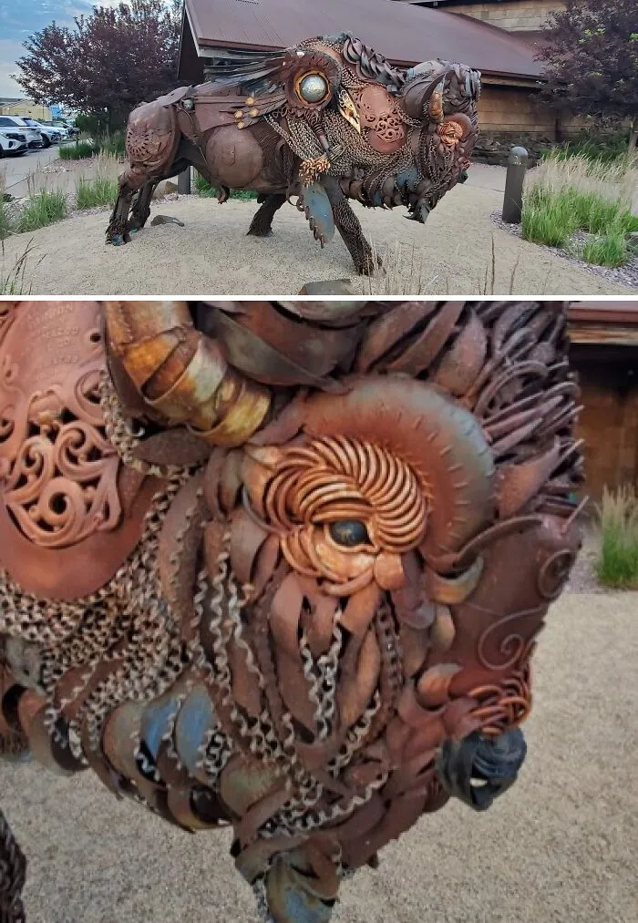 "Dakotah" Welded Bison By Sculptor John Lopez, In Front Of Dakotah Steakhouse, Rapid City, South Dakota