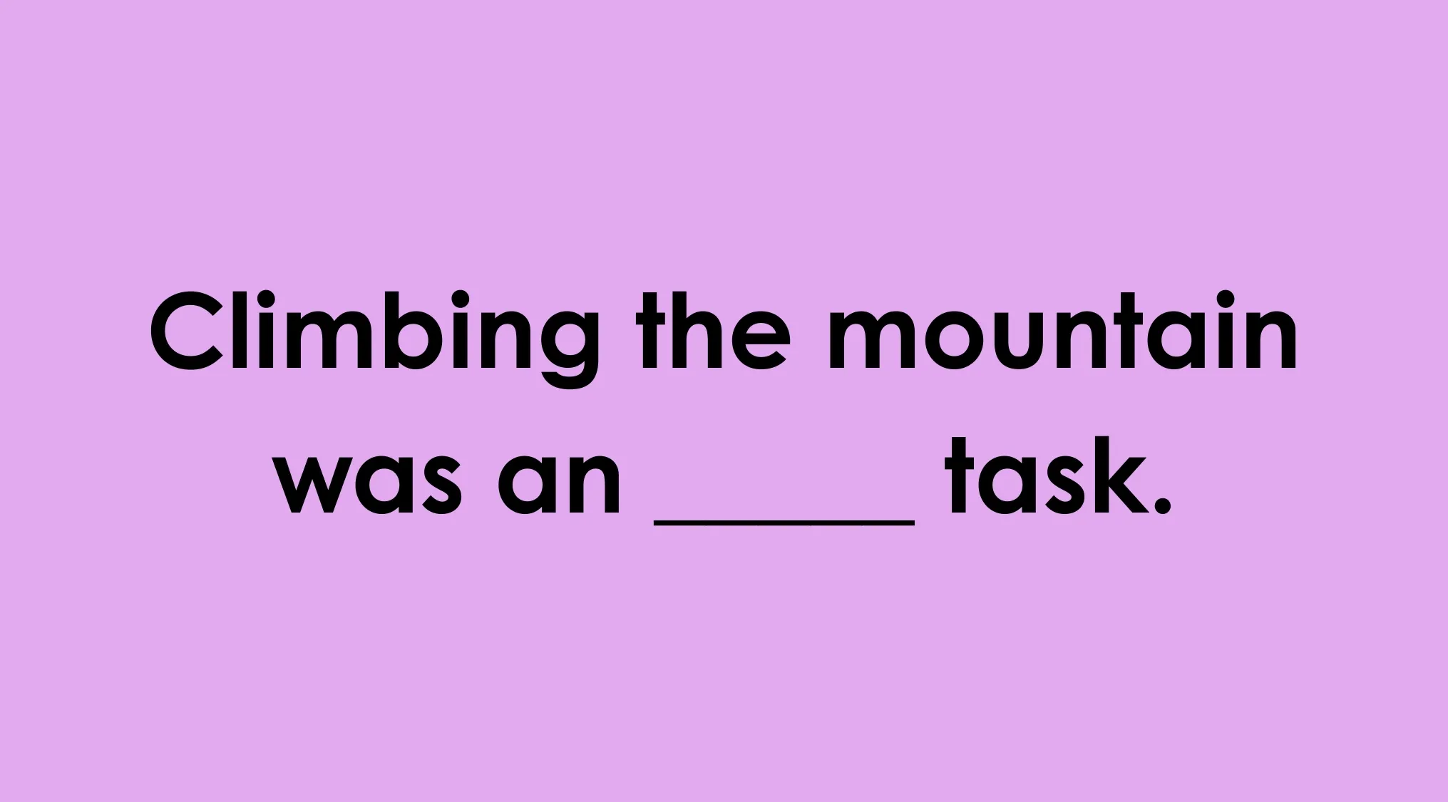 Sentence with vocabulary word gap on purple background illustrating vocabulary words only smart people know.