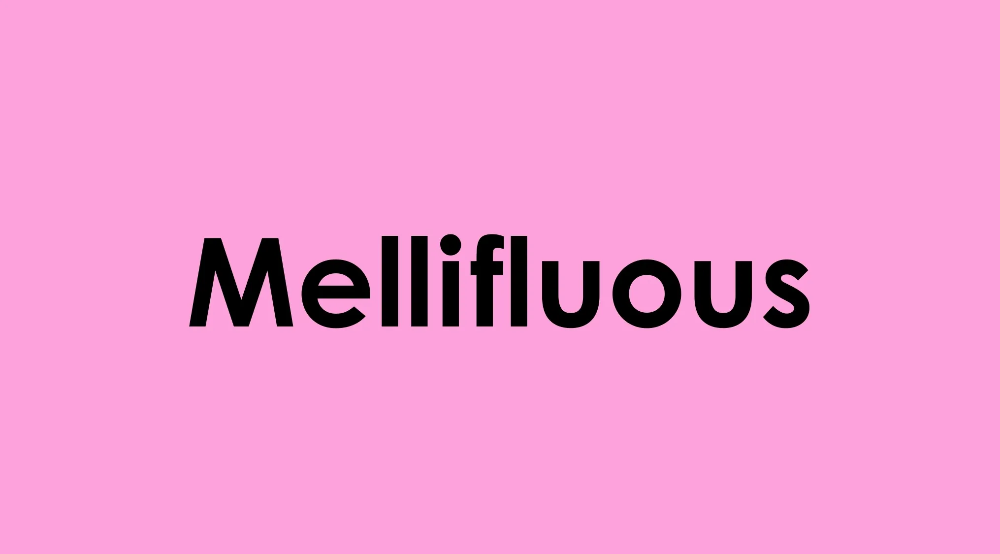 Word Mellifluous displayed in bold black text on a pink background for match the definition with the word activity