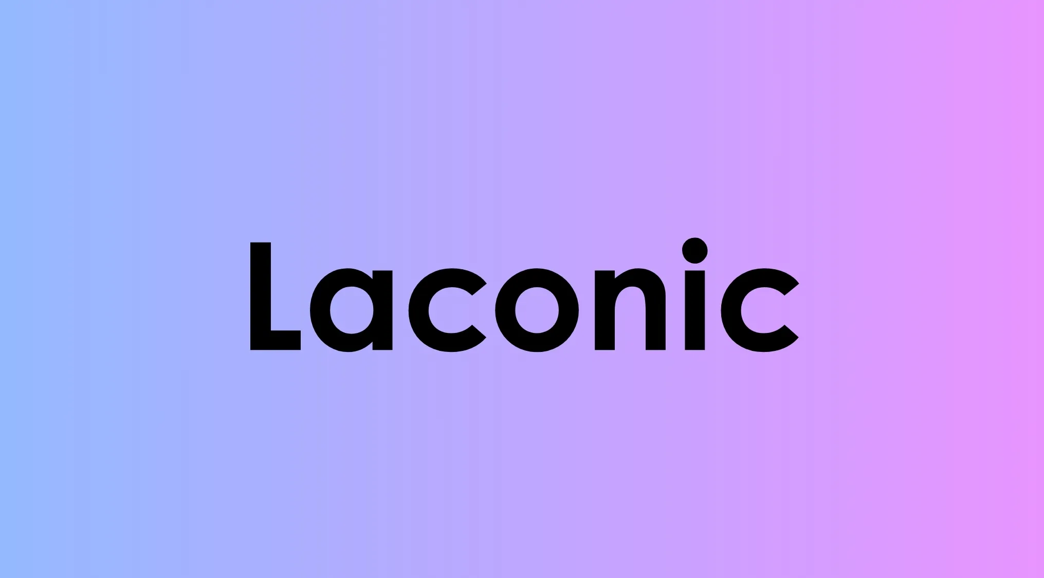 Word laconic displayed on a blue to purple gradient background relating to excessively talkative vocabulary challenge.