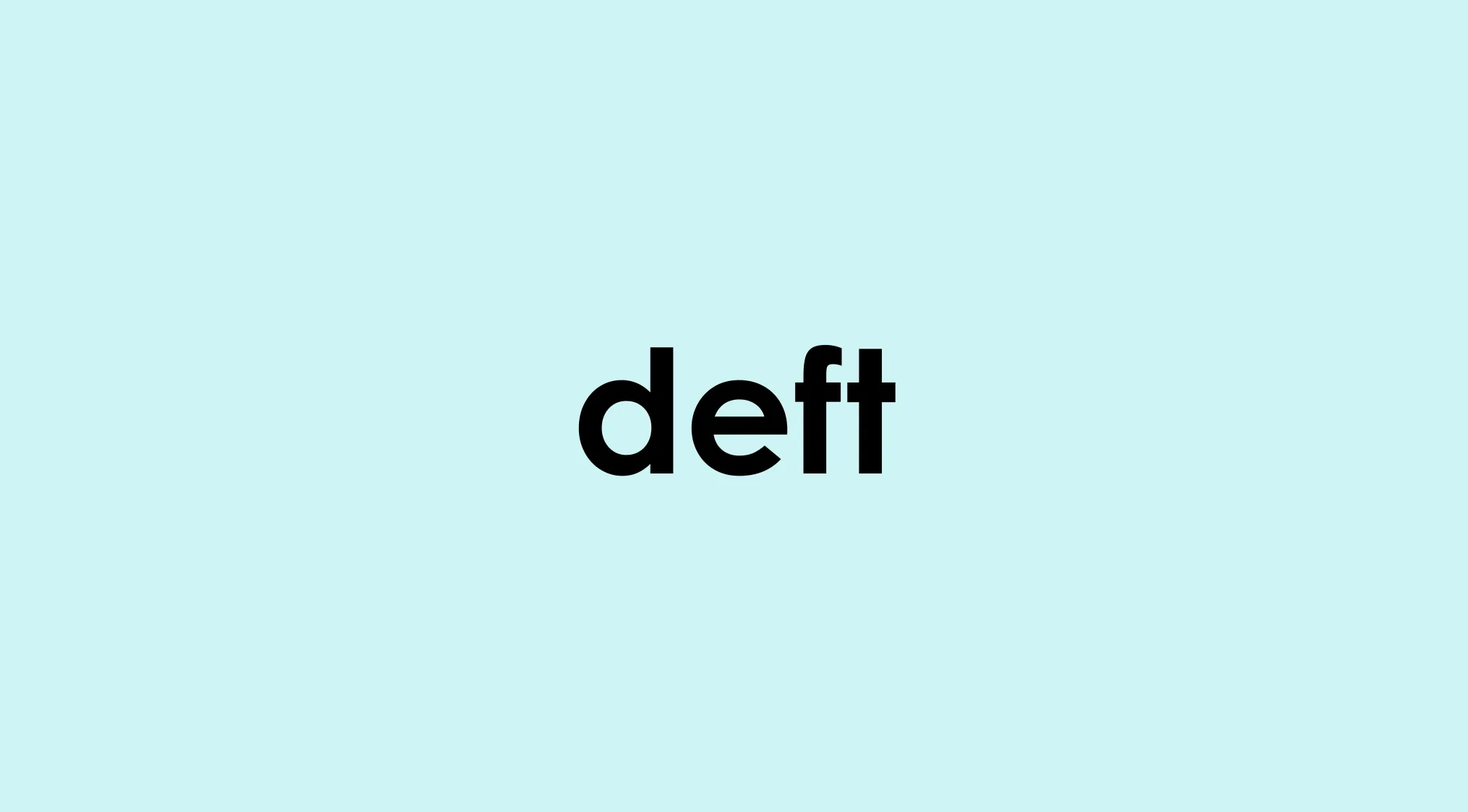 Deft word in bold black font centered on a light blue background representing skillful and clever action.