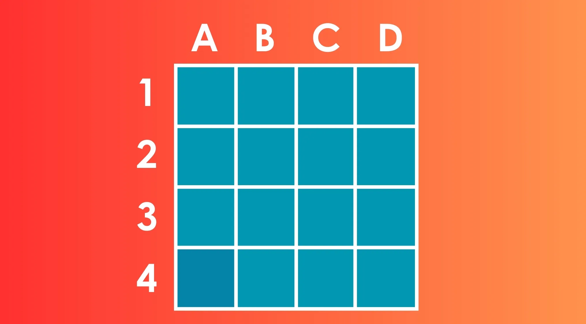 Grid of blue squares labeled with letters and numbers, used to find the different shade among similar colors.