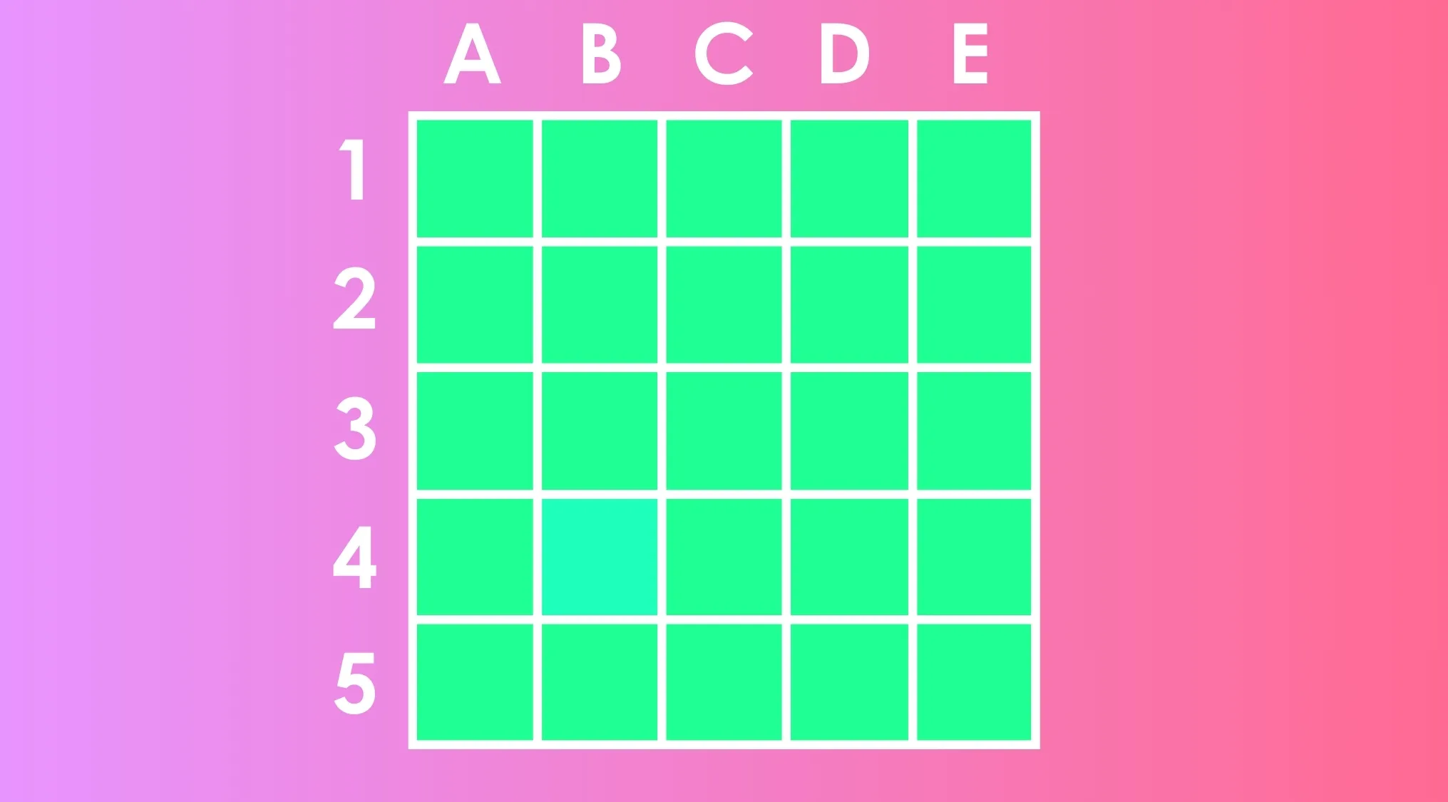 Grid of green squares labeled by rows and columns for finding the different shade in another row and column puzzle.