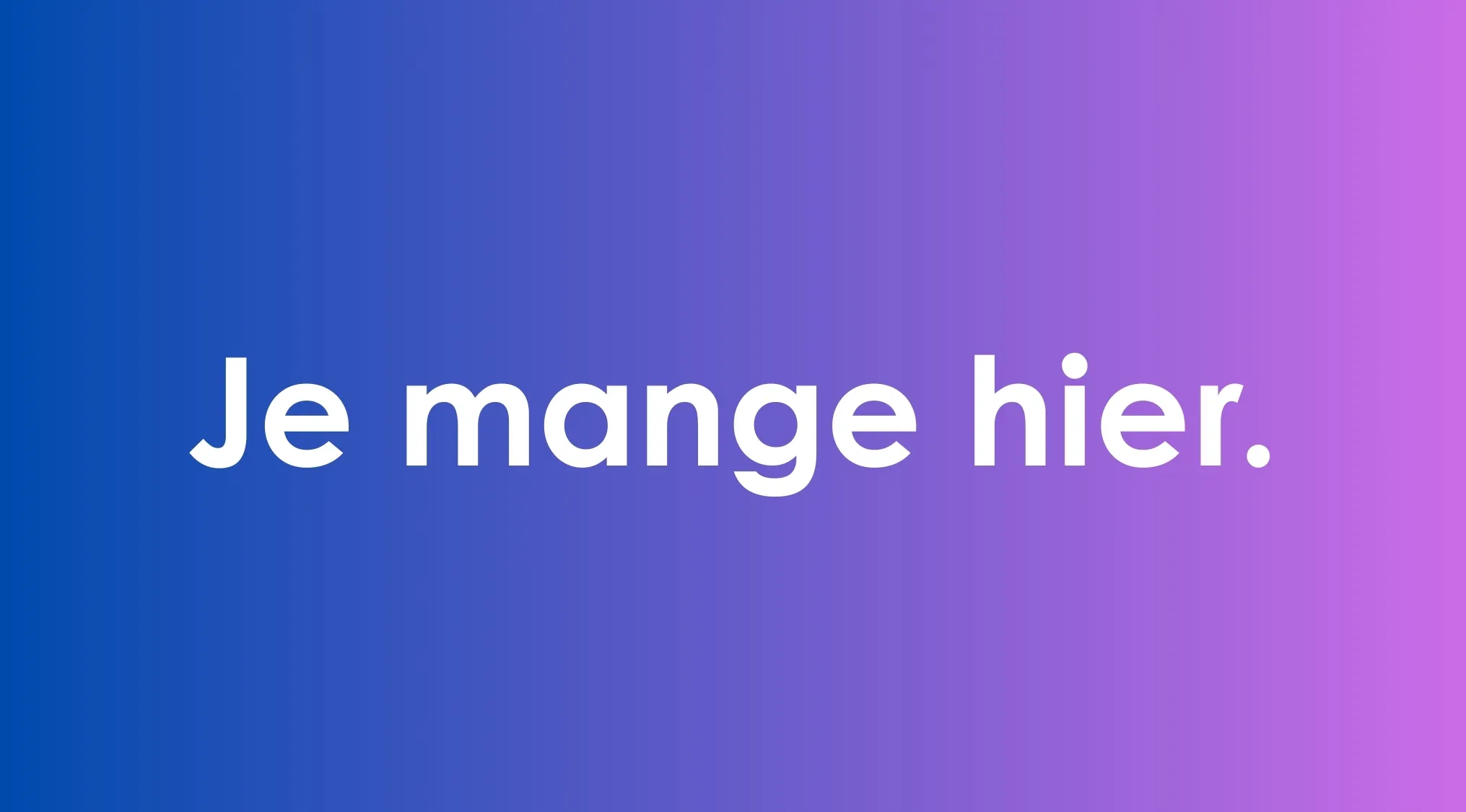 French sentence example "Je mange hier" shown on a blue to purple gradient background focusing on passé composé usage.