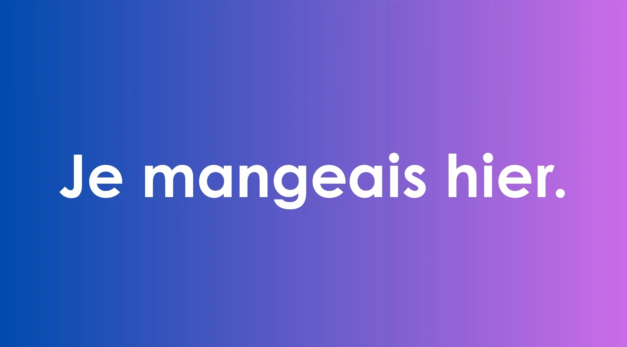 French sentence example with passé composé question on a gradient blue and purple background.