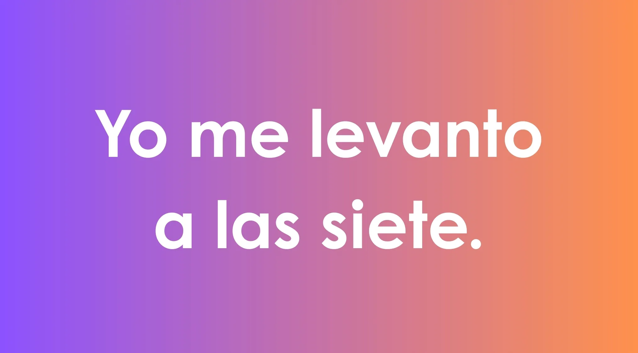 Spanish sentence example using a reflexive verb on a purple to orange gradient background