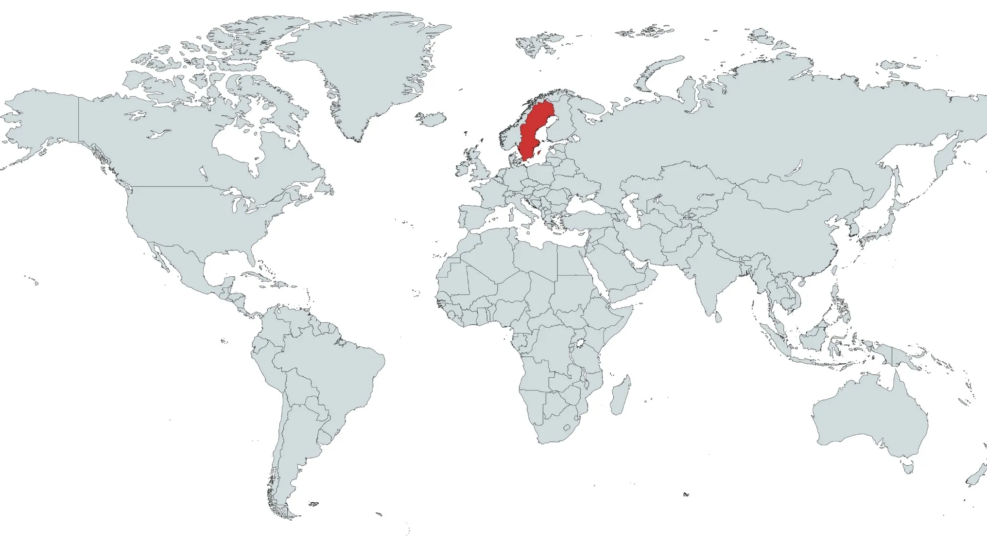 World map highlighting a European country in red for guess a country on the map in alphabetical order S quiz.