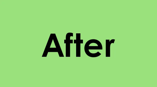 The word After in bold black text on a solid green background explaining language prefix pre in preview.