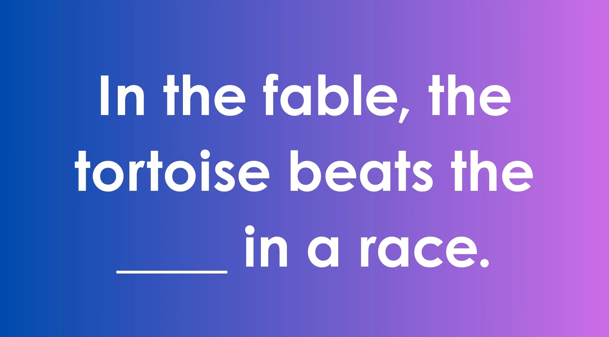 Text on a blue to purple gradient background showing a fill-in-the-blank sentence about commonly confused words.