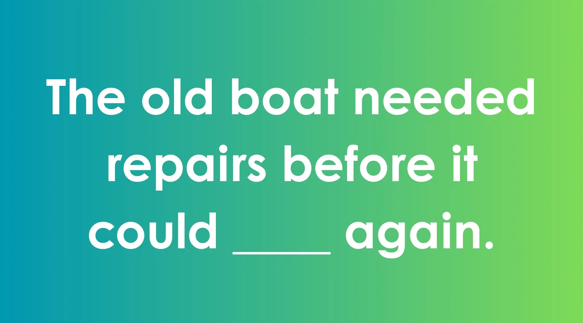 Sentence example for commonly confused words showing a gap to choose the correct word before again on a gradient background.