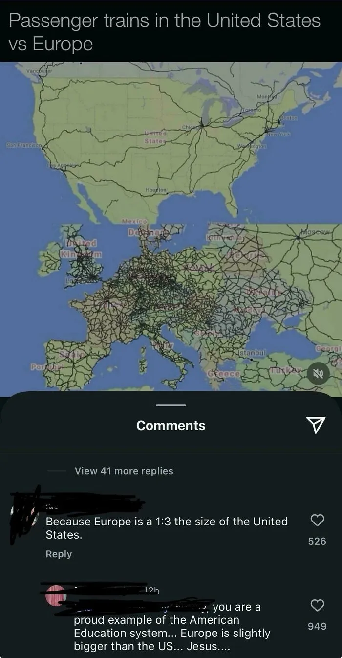 Because Europe Is A 1:3 The Size Of The United States