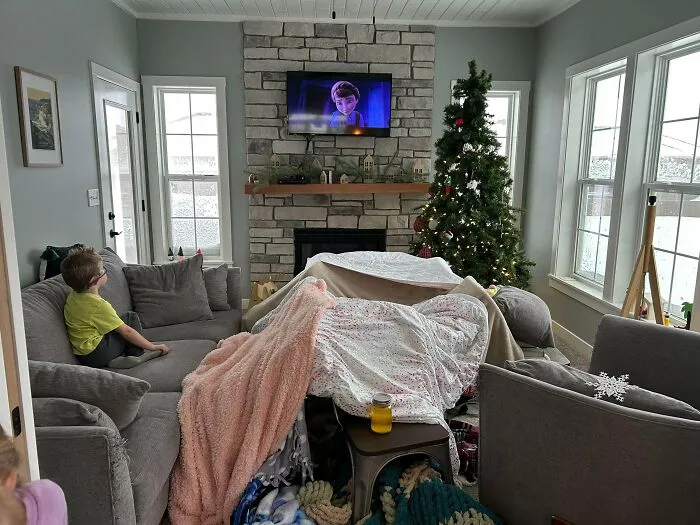 My Third Day As A Dad And Thanks To Bunch Of Snow I Got To Enjoy It With Our Foster-To-Adopt Kids As A “Snow Day” From Work. Forts, Crafts, Fun In The Snow