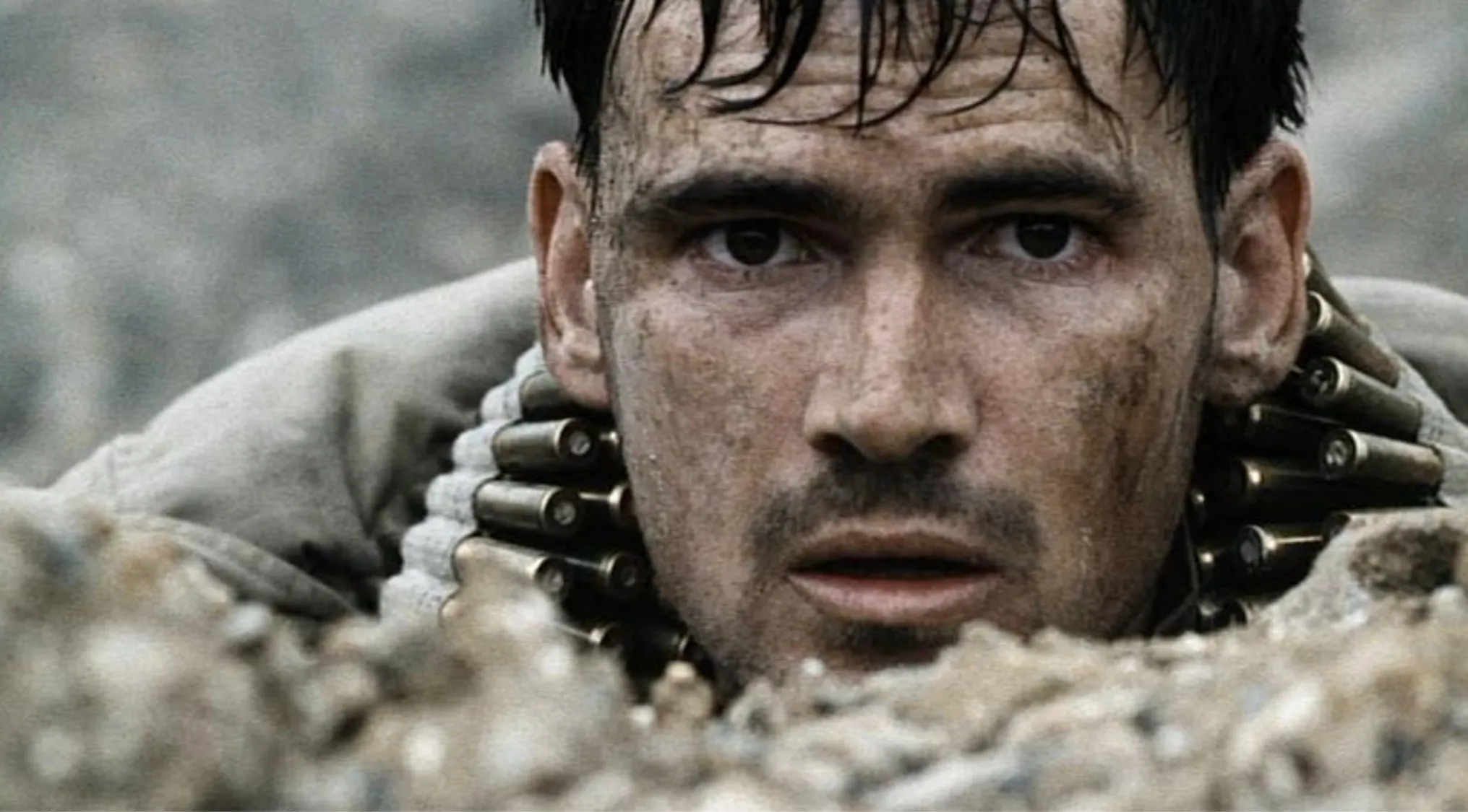 Side character translator with no combat experience struggling in brutal war scene from a war movie.