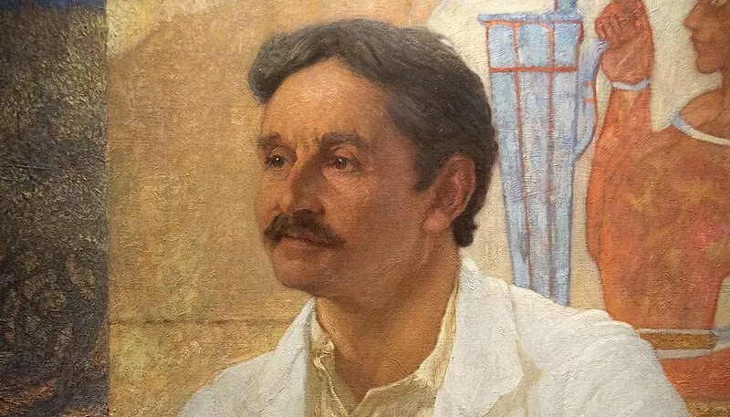 Portrait painting of British archaeologist Arthur Evans linked to the discovery of the ancient city of Troy in modern-day Turkey.