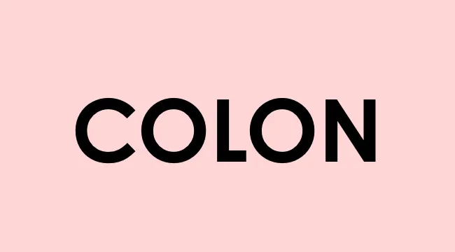 The word colon in bold black text on a pale pink background for UK school grammar test.