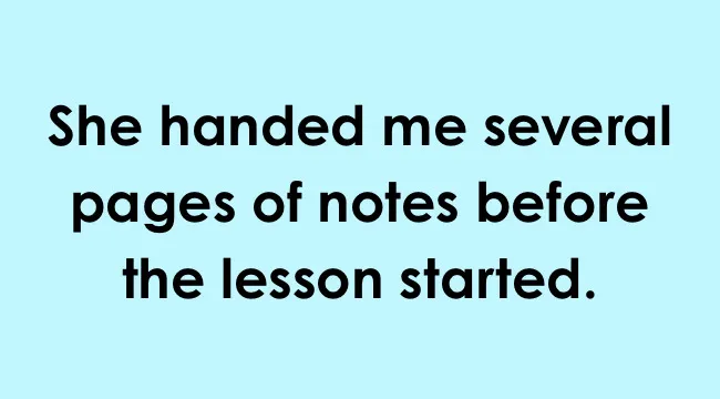 Sentence example for UK school grammar test showing a determiner question on a light blue background.