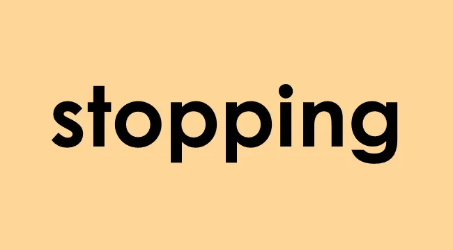Word stopping displayed in bold black font on a light orange background, focusing on conjunction identification.