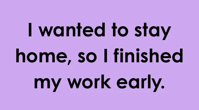 Sentence example for UK school grammar test showing coordinating conjunction so in a simple sentence on purple background.