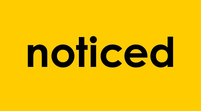 The word noticed displayed in bold black letters on a yellow background showing a suffix example.