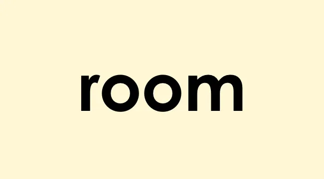 The word room displayed in bold black text, highlighting suffix in the sentence for SEO.