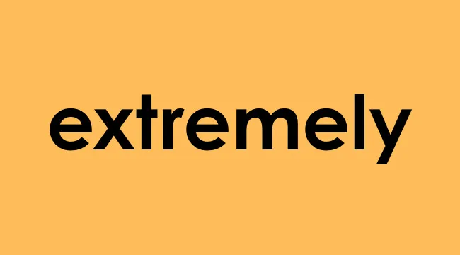 The word extremely shown as an example of an intensifier in bold black text on an orange background.