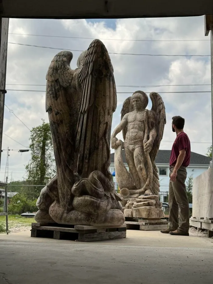 I Recently Finished Carving These 8ft-Tall Archangels Michael And Gabriel In Brazilian Granite