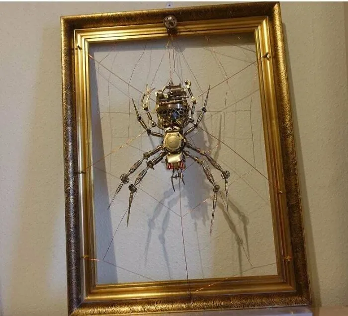 Its My First But I Wanna Make More. 350 Hours Of Work, Made Of Brass, Steel, Copper And Glass. Most Parts Are Selfmade. One Regular Leg Is Made Of 30 Parts. Must Be Way Over 600 Parts All Together