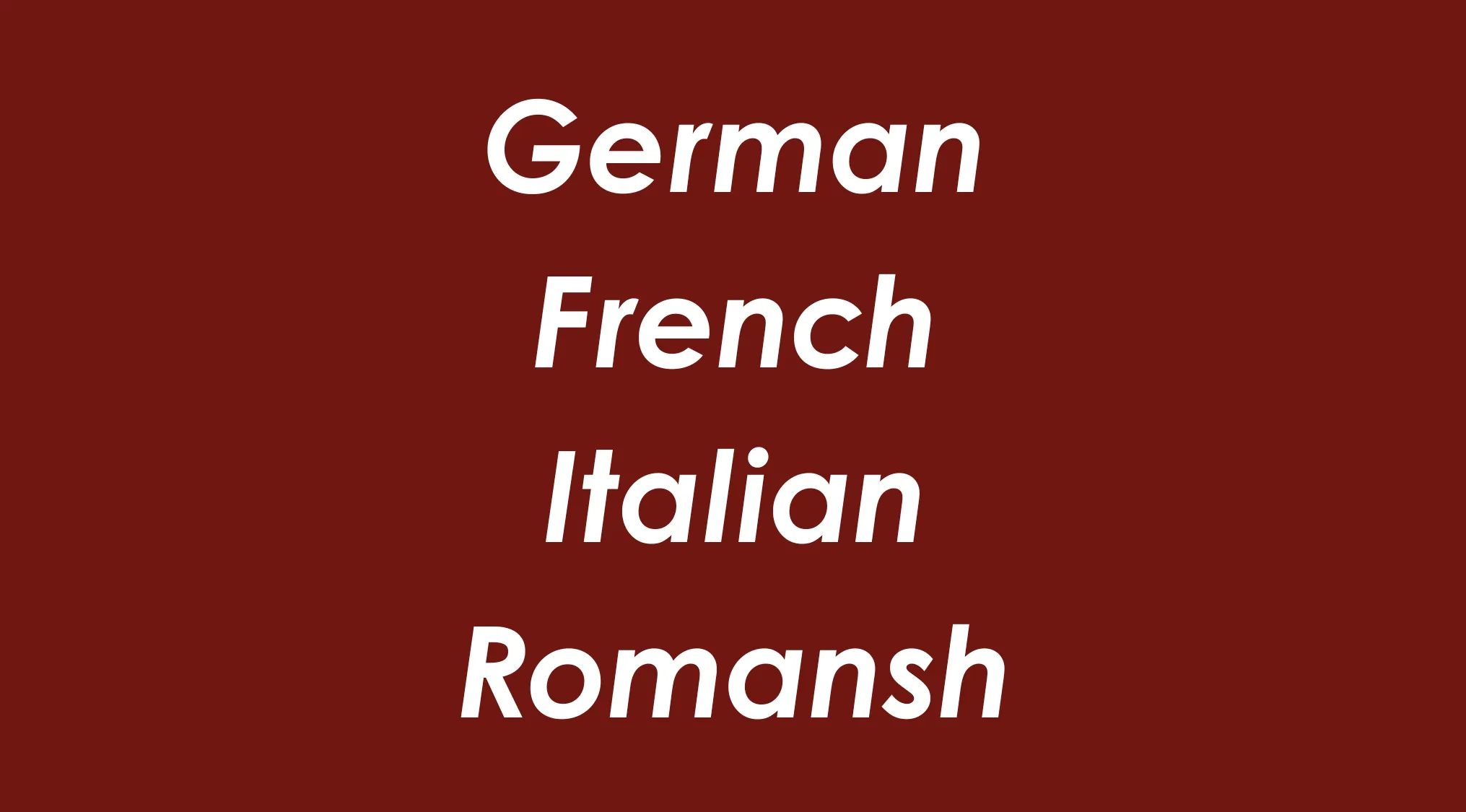 List of languages German French Italian Romansh shown in a geography quiz about their connection.