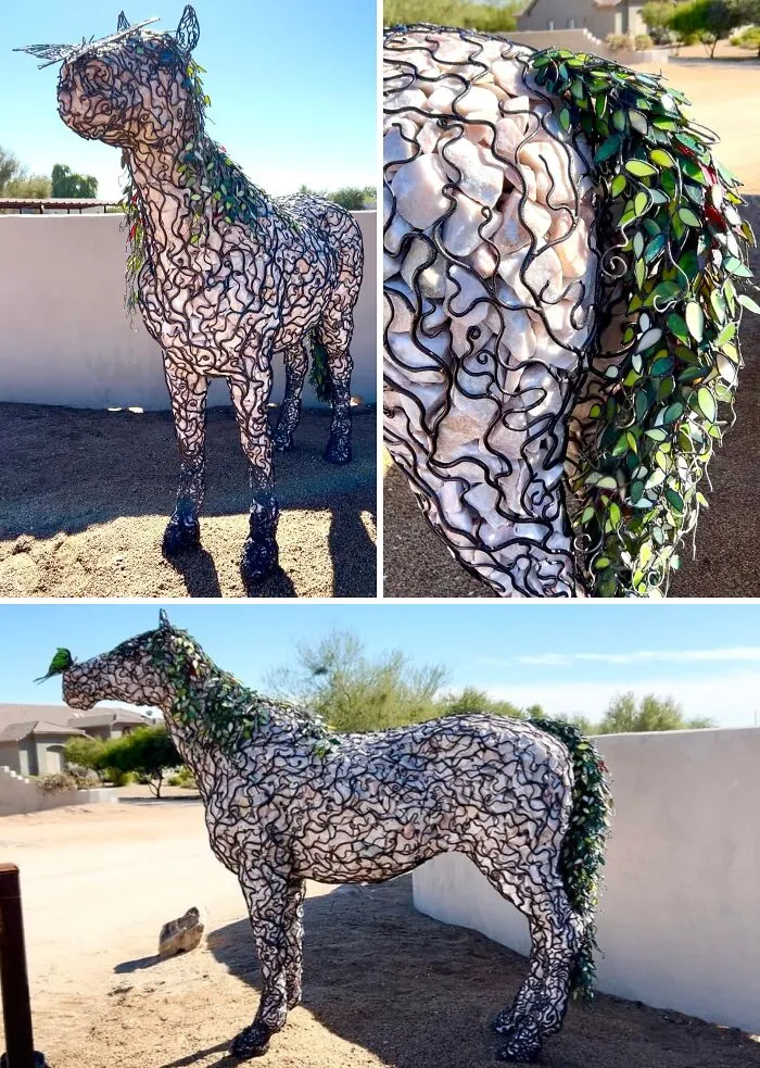 I Made A Life Size Horse Out Of Caged Rock!