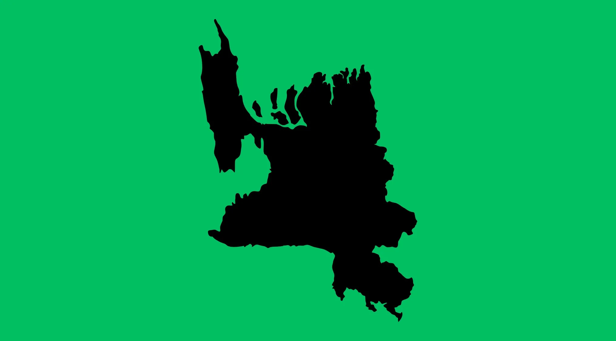 Upside-down map challenge showing a rotated country silhouette on a green background for geography guessing game.
