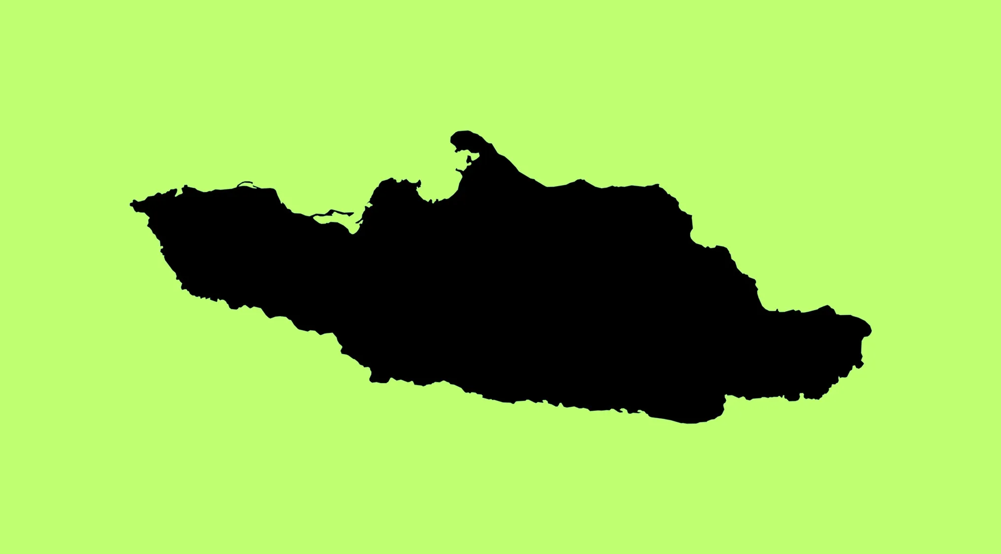 Silhouette of a country map outline in a geography challenge to guess the country from the rotated world map.