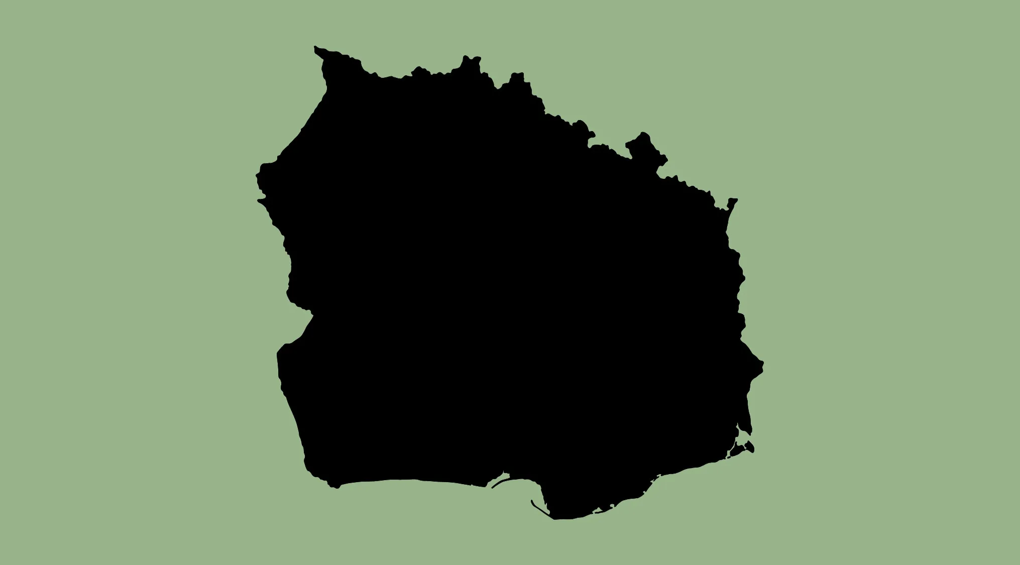 Silhouette of a country shown as part of a geography challenge to guess the country from the rotated world map.