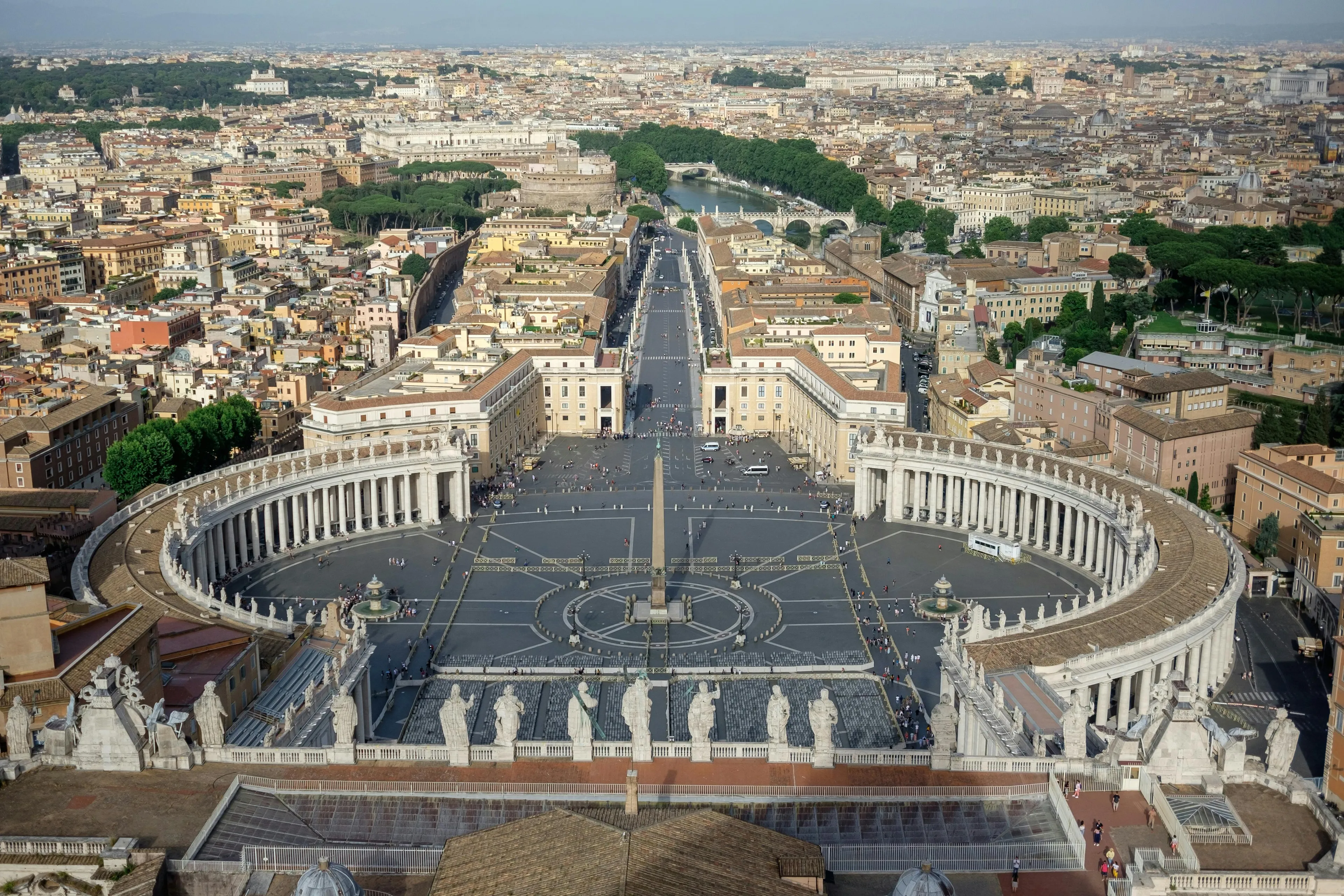 Aerial view of Vatican City showing St. Peter's Square, the smallest country in the world by area and population.