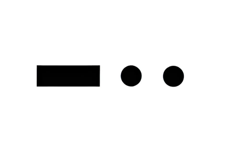 Morse code symbol for A showing a dash followed by two dots in black on a white background.