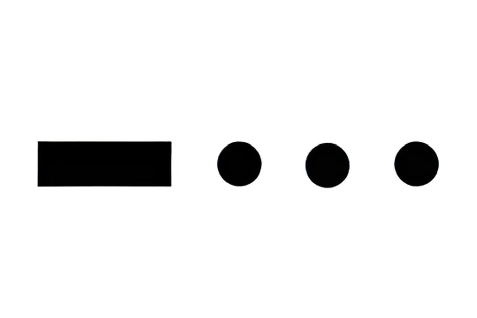 Morse code symbols with a dash followed by three dots, illustrating the code for letter A.