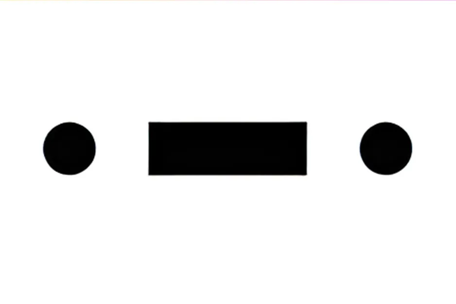 Morse code for letter N shown with a dash between two dots on a white background.