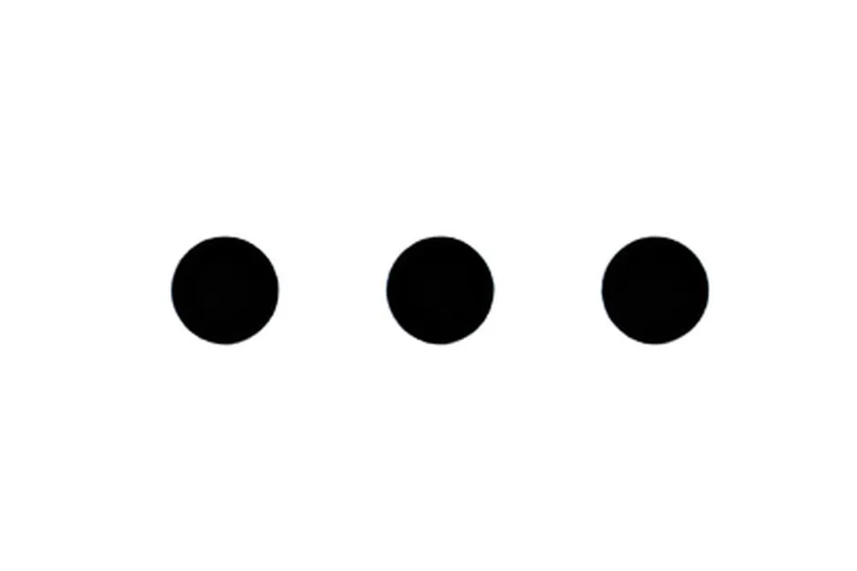 Three black dots on a white background representing Morse code for the letter N with visual simplicity and clarity.