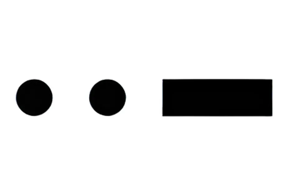 Morse code for N shown as a dot, dot, and dash sequence on a white background.