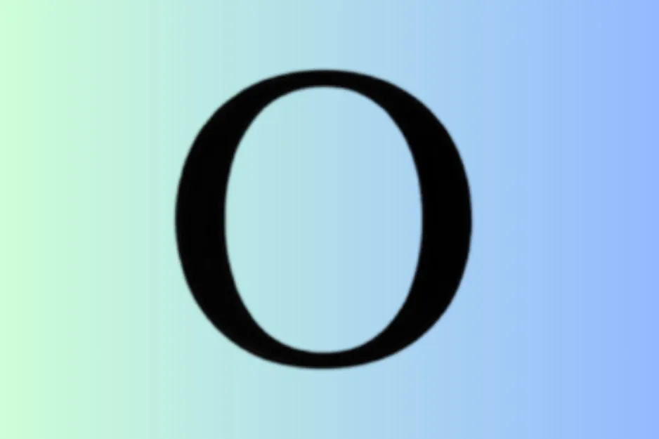 Greek letter Omega symbol displayed in black on a gradient blue and green background.