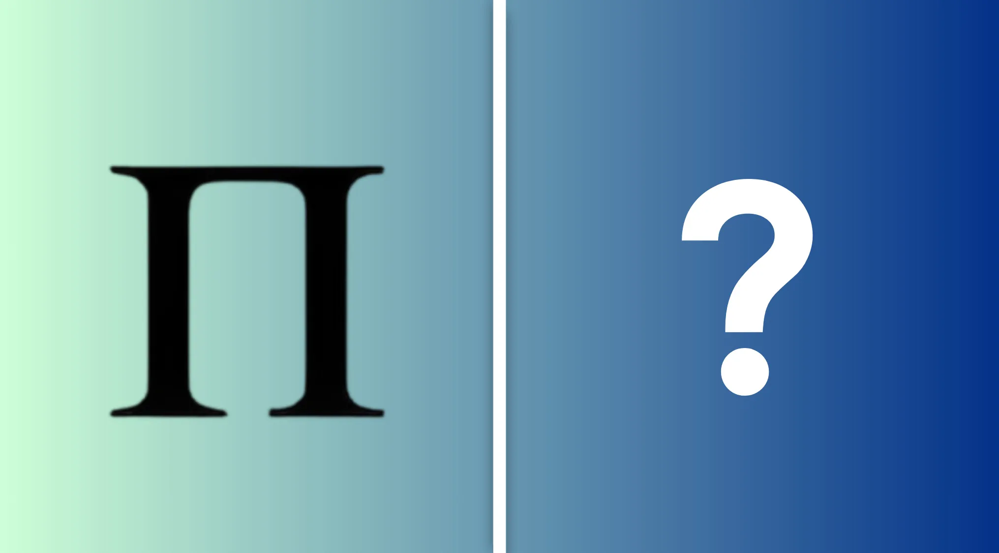 Greek letter Pi on a gradient background paired with a question mark for an alphabet combo quiz featuring NATO and Morse Code.