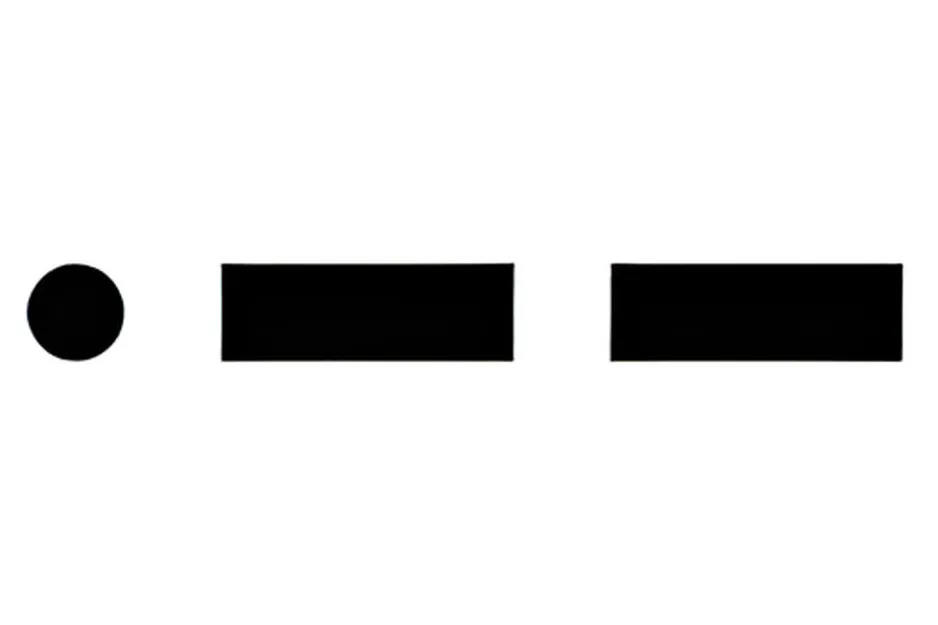 Morse code symbol representing the letter V with one dot followed by three dashes on a white background.