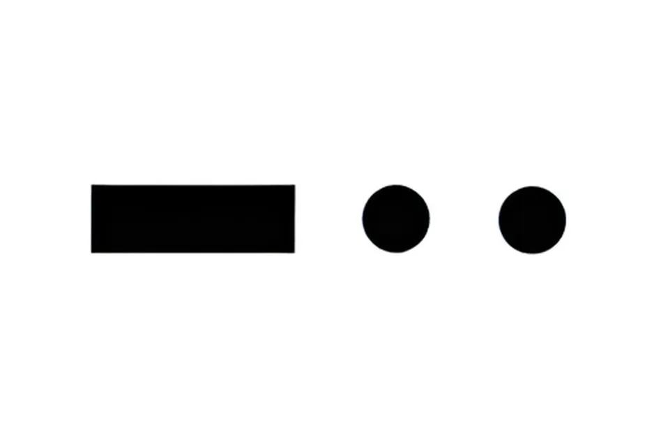Morse code symbols representing the letter V with one dash followed by three dots on a white background.