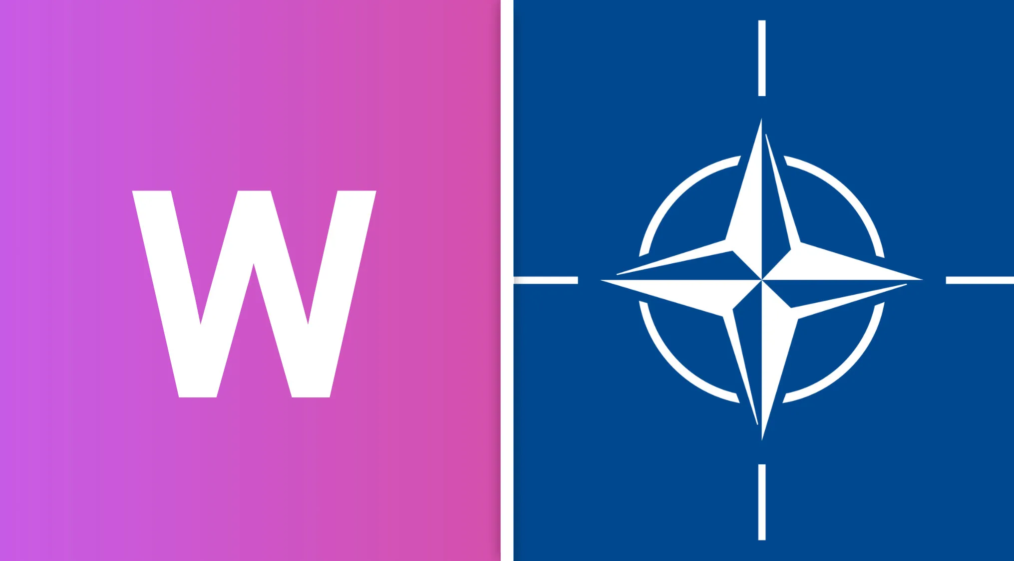 Letter W in bold white on purple next to NATO phonetic alphabet symbol on blue background in alphabet combo quiz.