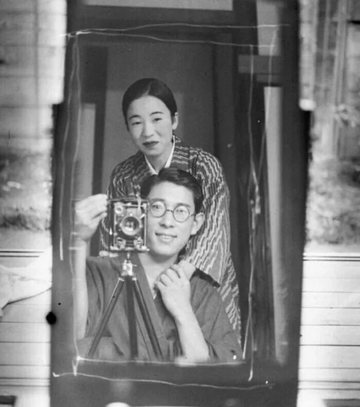 A Couple Take A Selfie, In The Reflection Of A Mirror, Japan, 1920s