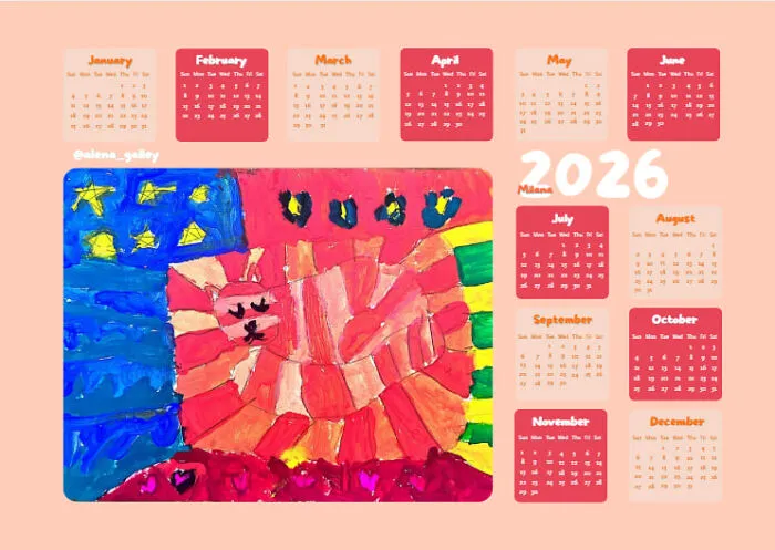 For New Year’s, I Turned My Students’ Art Into Calendars (13 Pics)