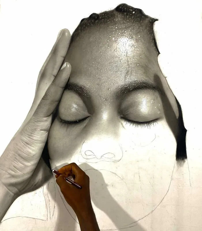 This Artist Shares 25 Unfinished Portraits That Reveal The True Process Behind Hyperrealism