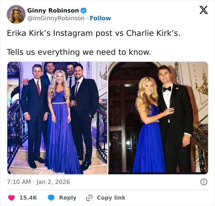 "Erika Kirk’s Instagram post vs. Charlie Kirk’s"